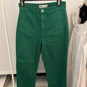 Green and pink jeans.